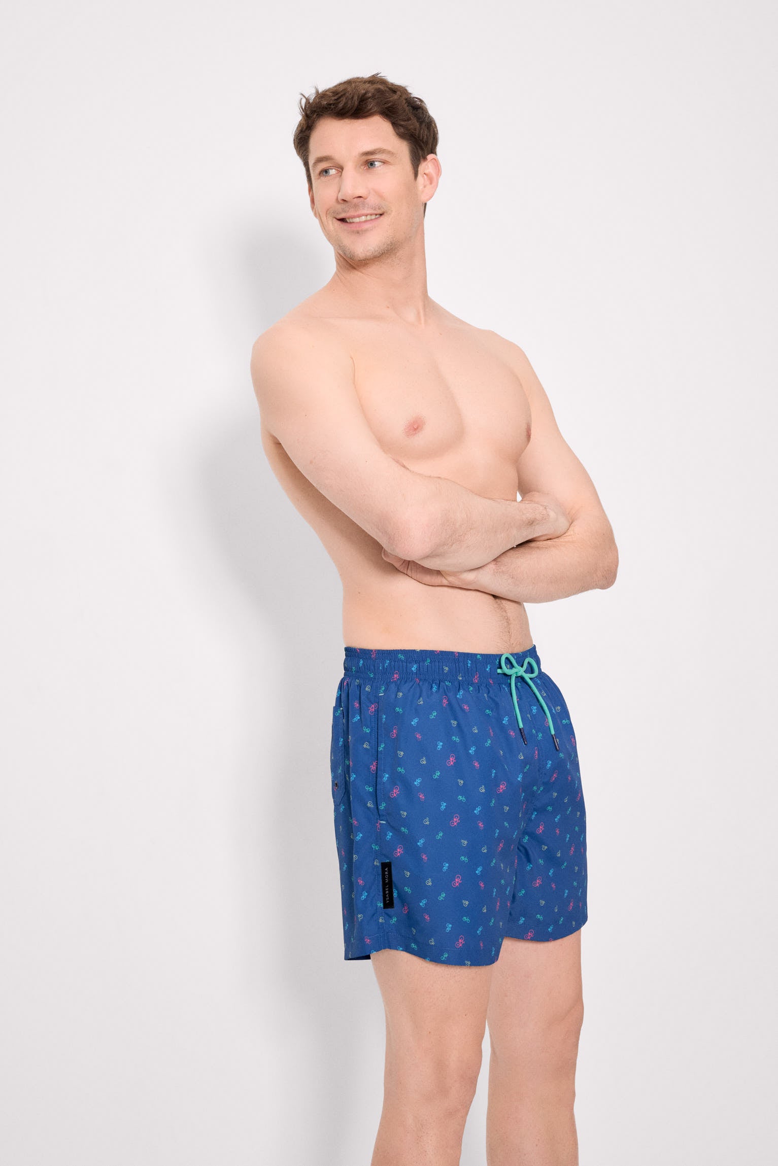 maillot de bain une pièce bleu à imprimé vélo