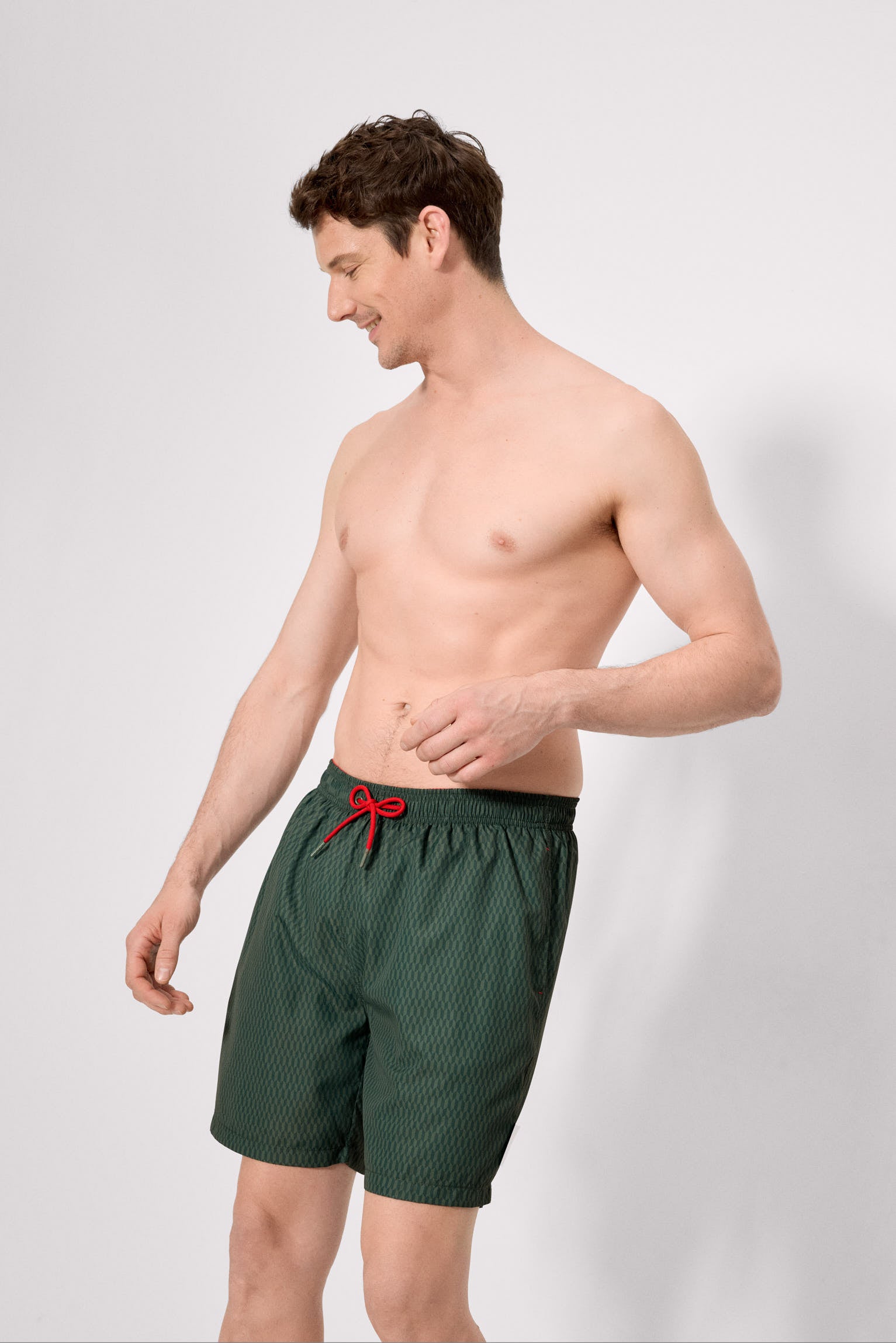 Maillot de bain long à imprimé ethnique vert