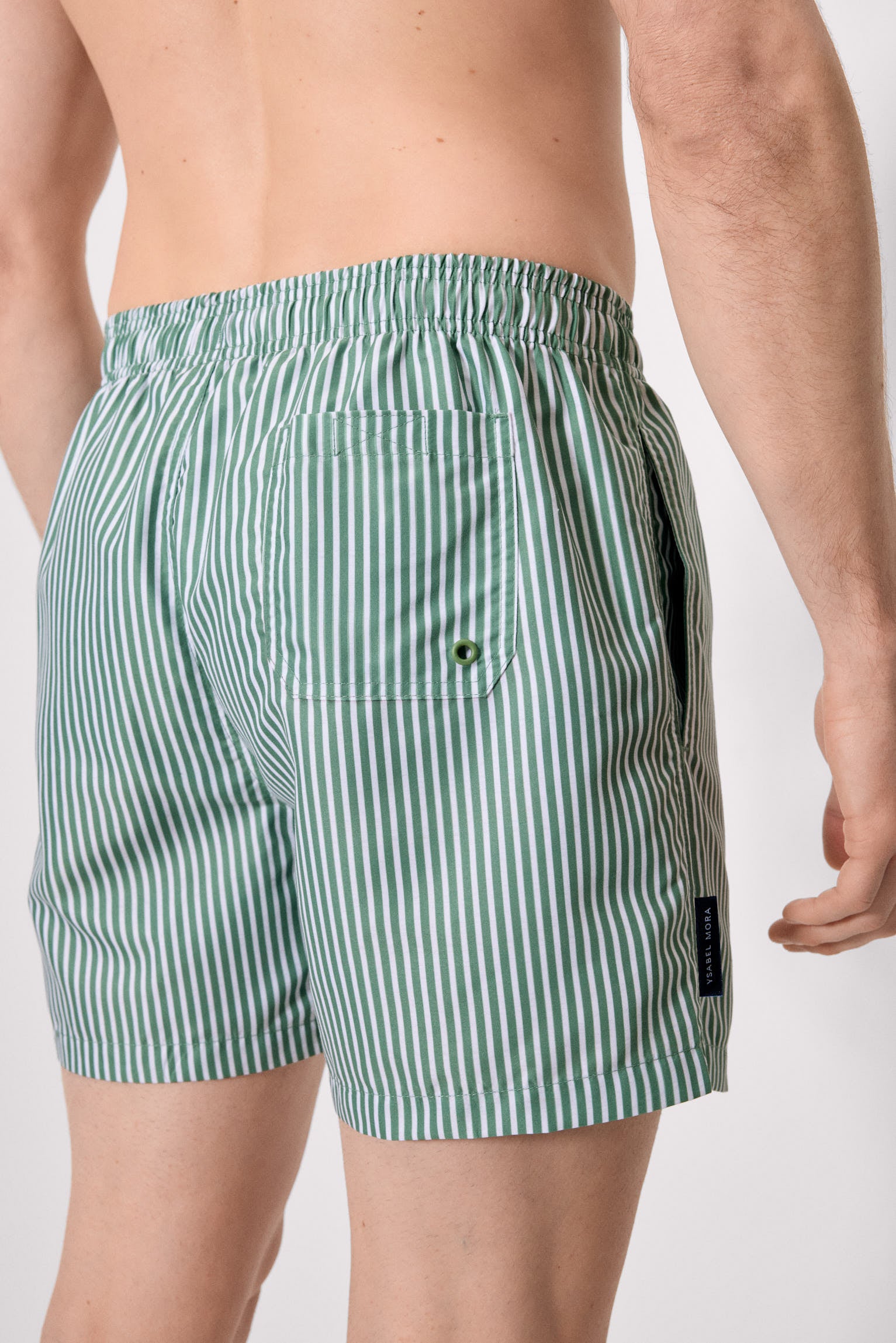 Maillot de bain mi-long à rayures vertes