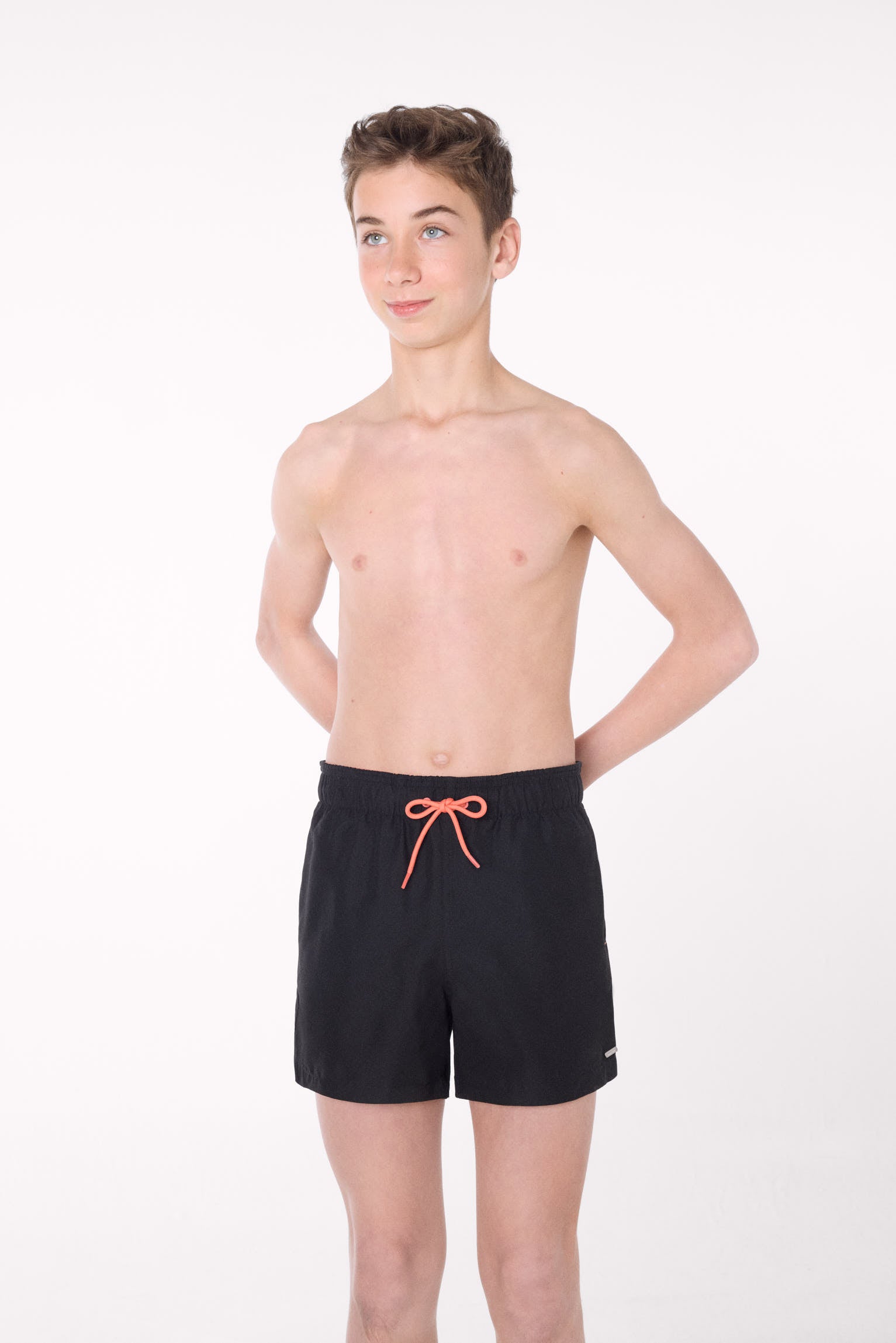 Bañador juvenil corto estampado liso negro - Ysabel Mora