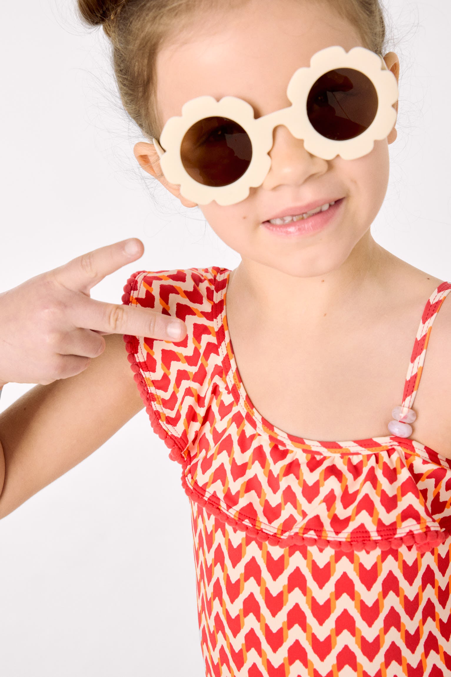 Maillot de bain pour fille avec détails à volants et imprimé ethnique