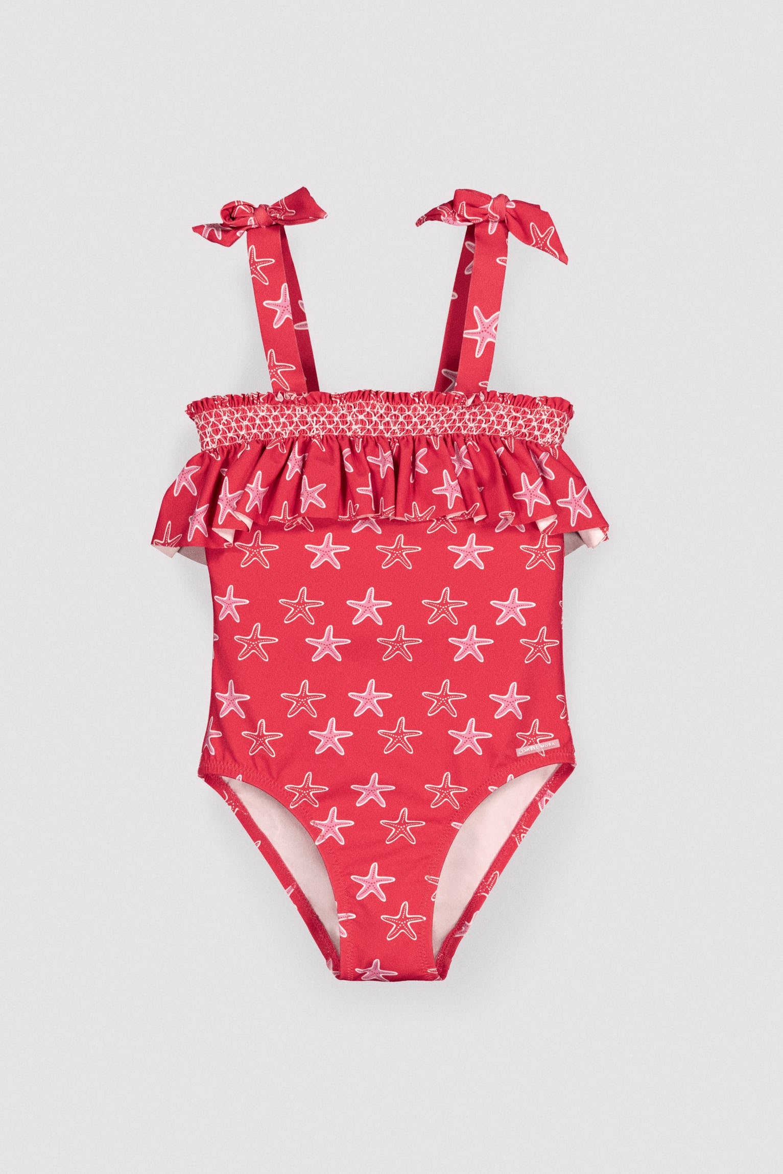 Maillot de bain pour fille avec détails à volants imprimés d'étoiles de mer