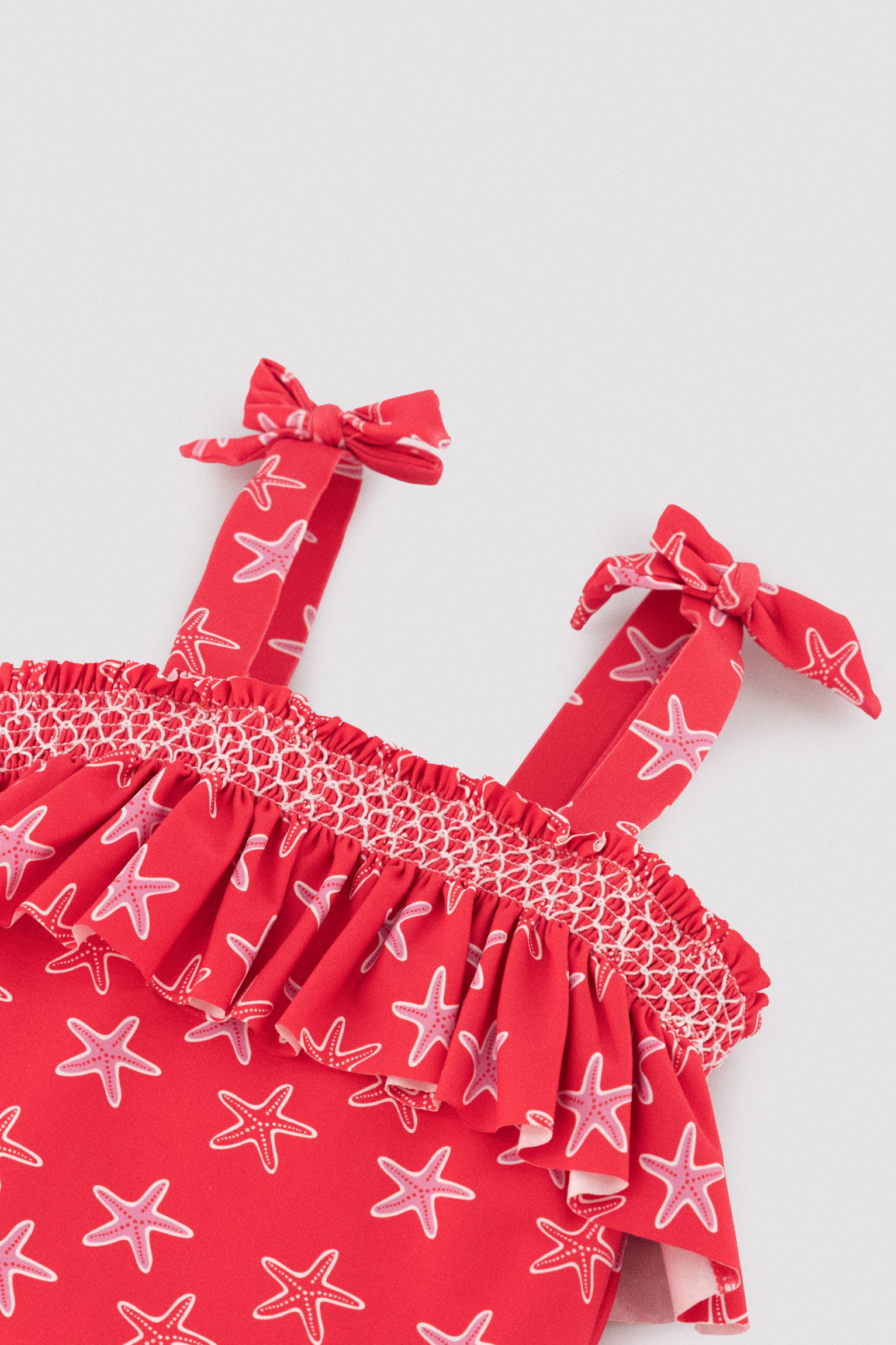 Maillot de bain pour fille avec détails à volants imprimés d'étoiles de mer