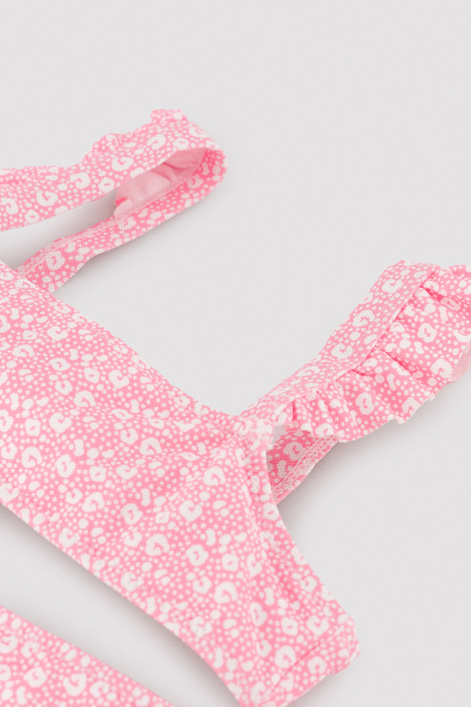 Bikini pour fille avec détails à volants, imprimé léopard rose