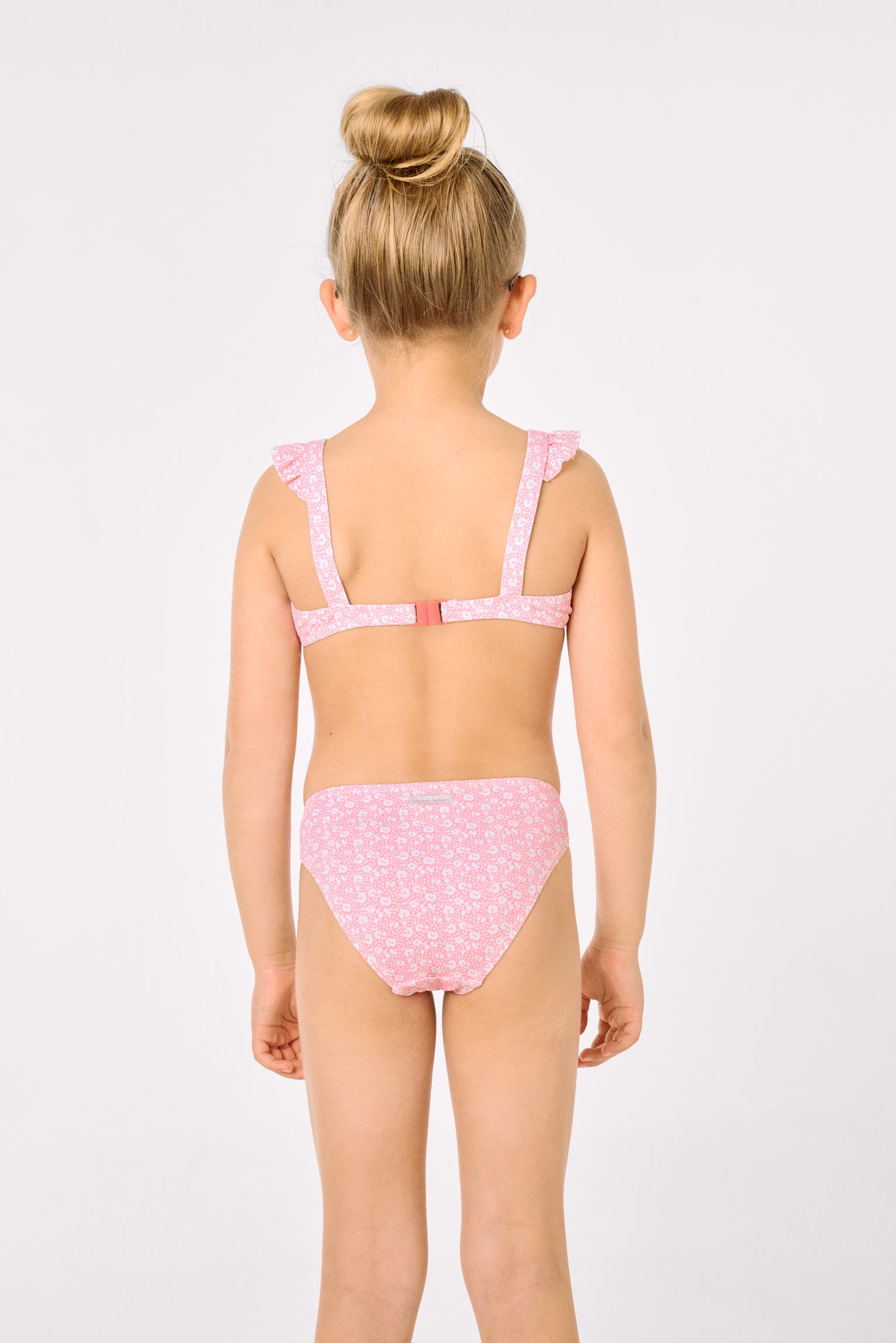 Bikini pour fille avec détails à volants, imprimé léopard rose