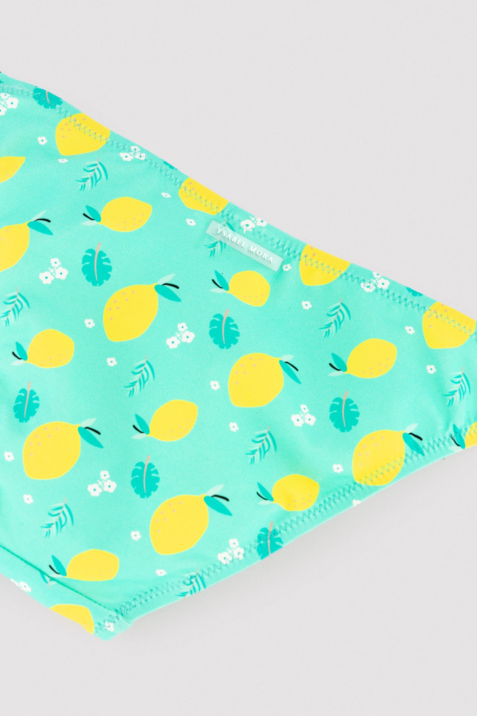 Bikini pour fille avec détails à volants imprimé citron