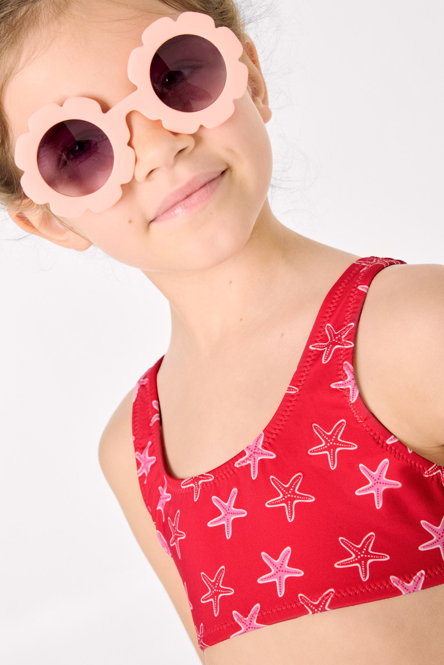 Bikini pour fille avec volants et nœuds, imprimé étoiles de mer