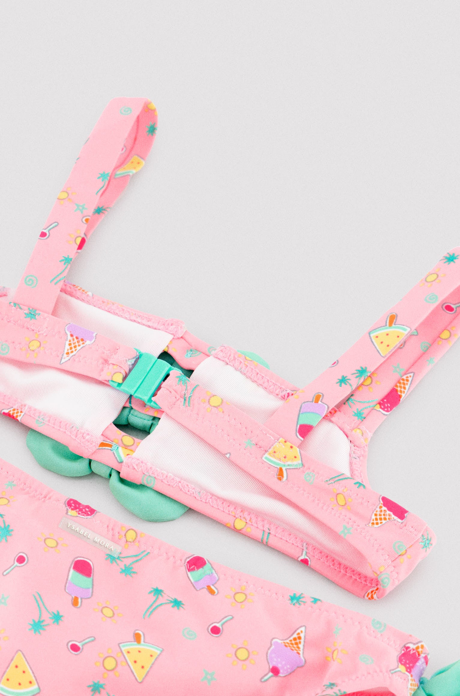 Bikini pour fille avec détails nœud et imprimé d'été glace