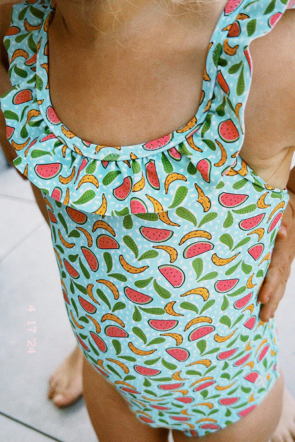 Maillot de bain bébé à volants imprimé fruits