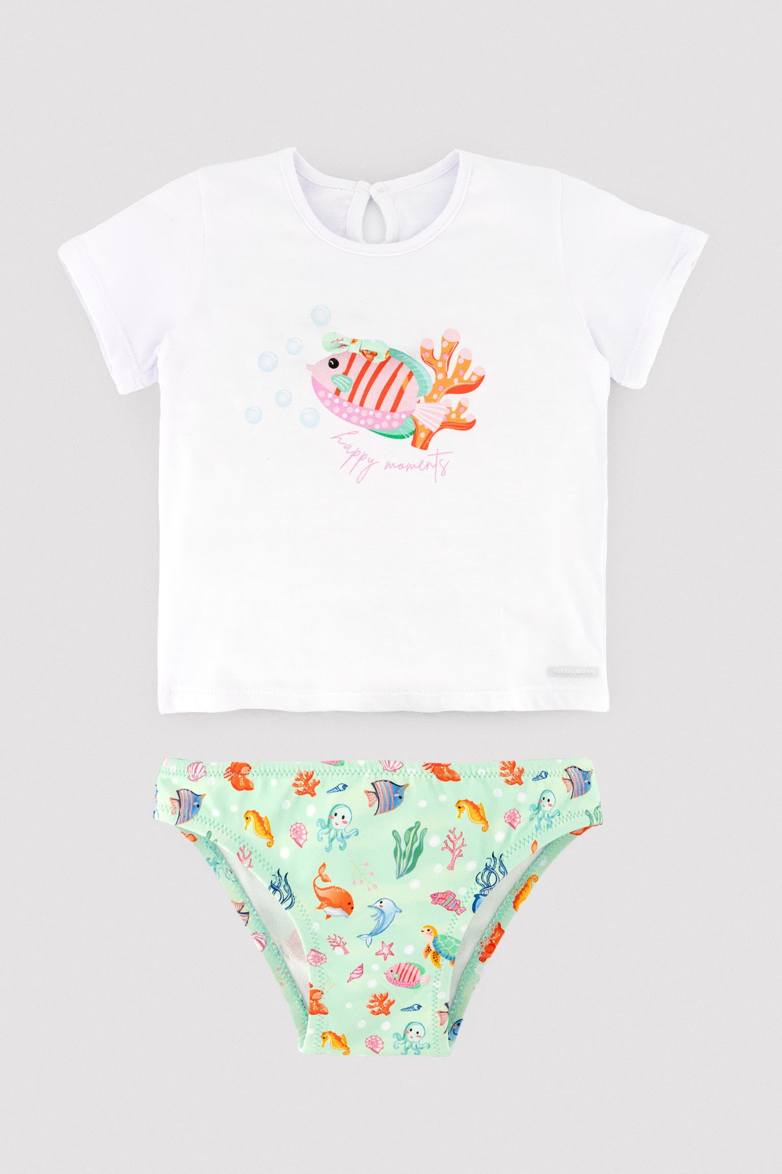 Conjunto bebé camiseta y braguita estampado fauna marina - Ysabel Mora