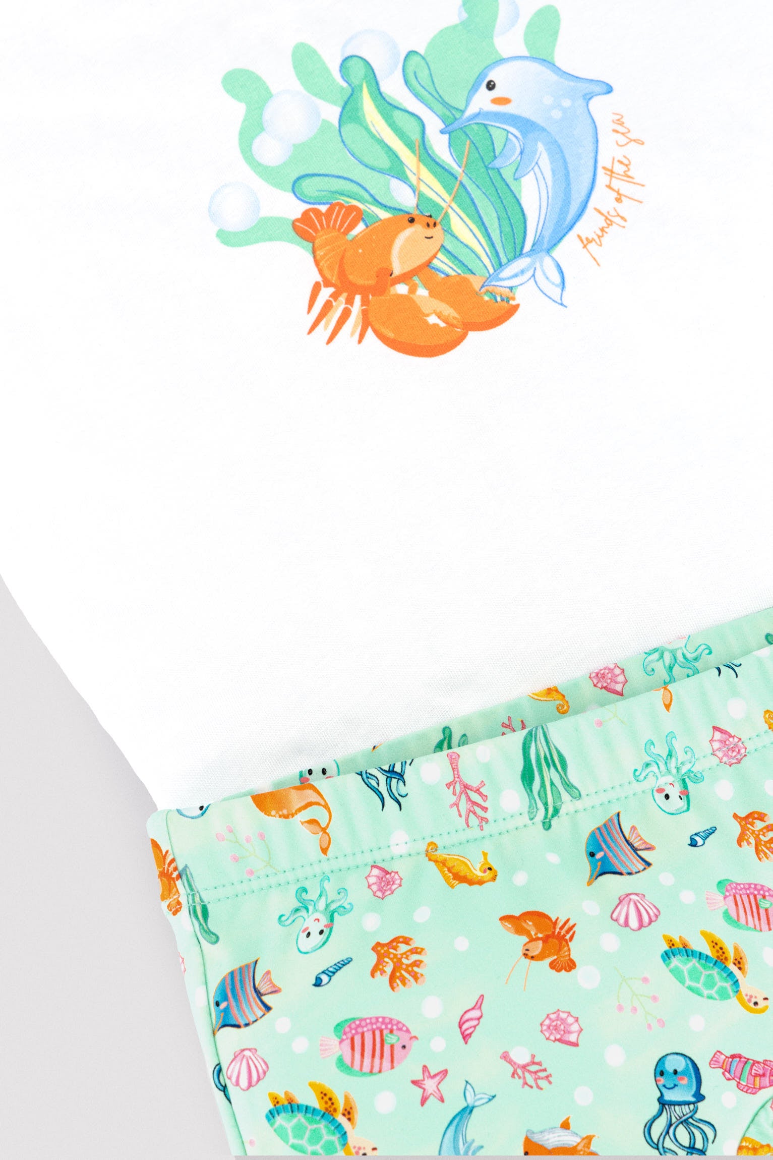 Ensemble bébé : T-shirt et caleçon à imprimé animaux marins