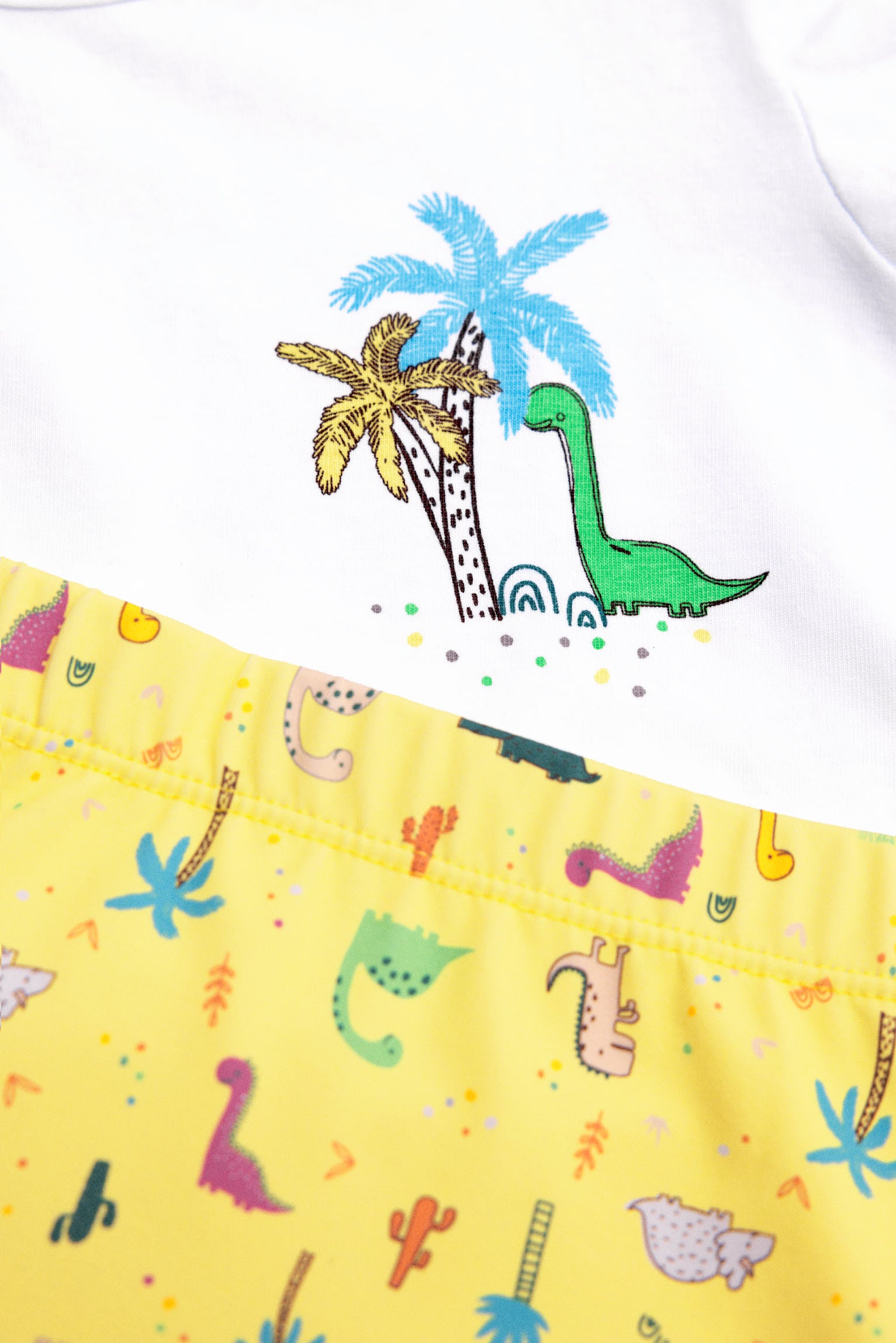 Conjunto camiseta y bañador bóxer bebé estampado dinosaurios - Ysabel Mora