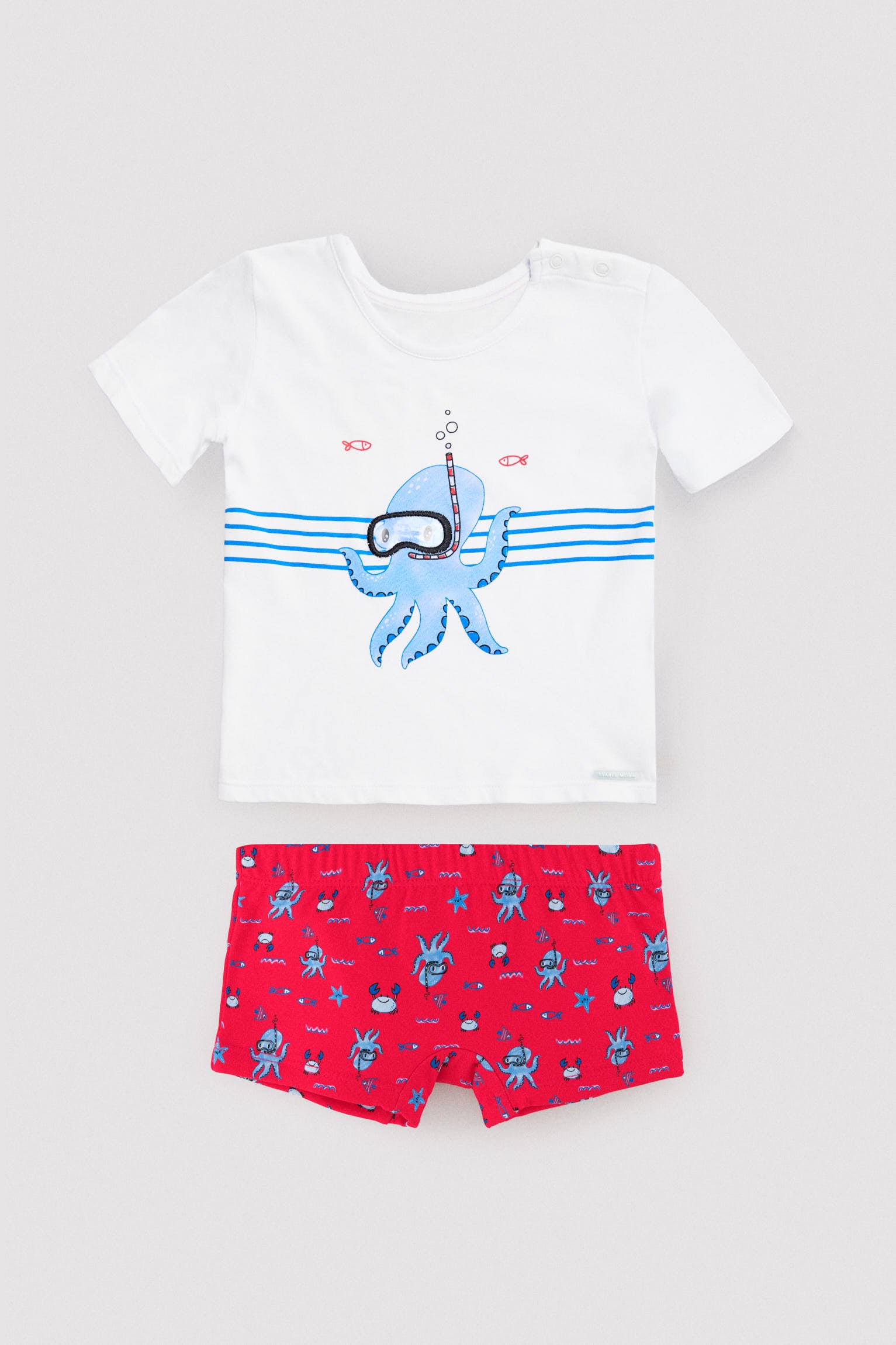Ensemble t-shirt et caleçon pour bébé avec imprimé pieuvre