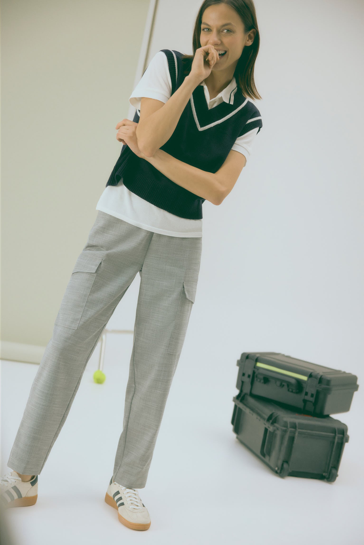 Pantalon cargo gris décontracté