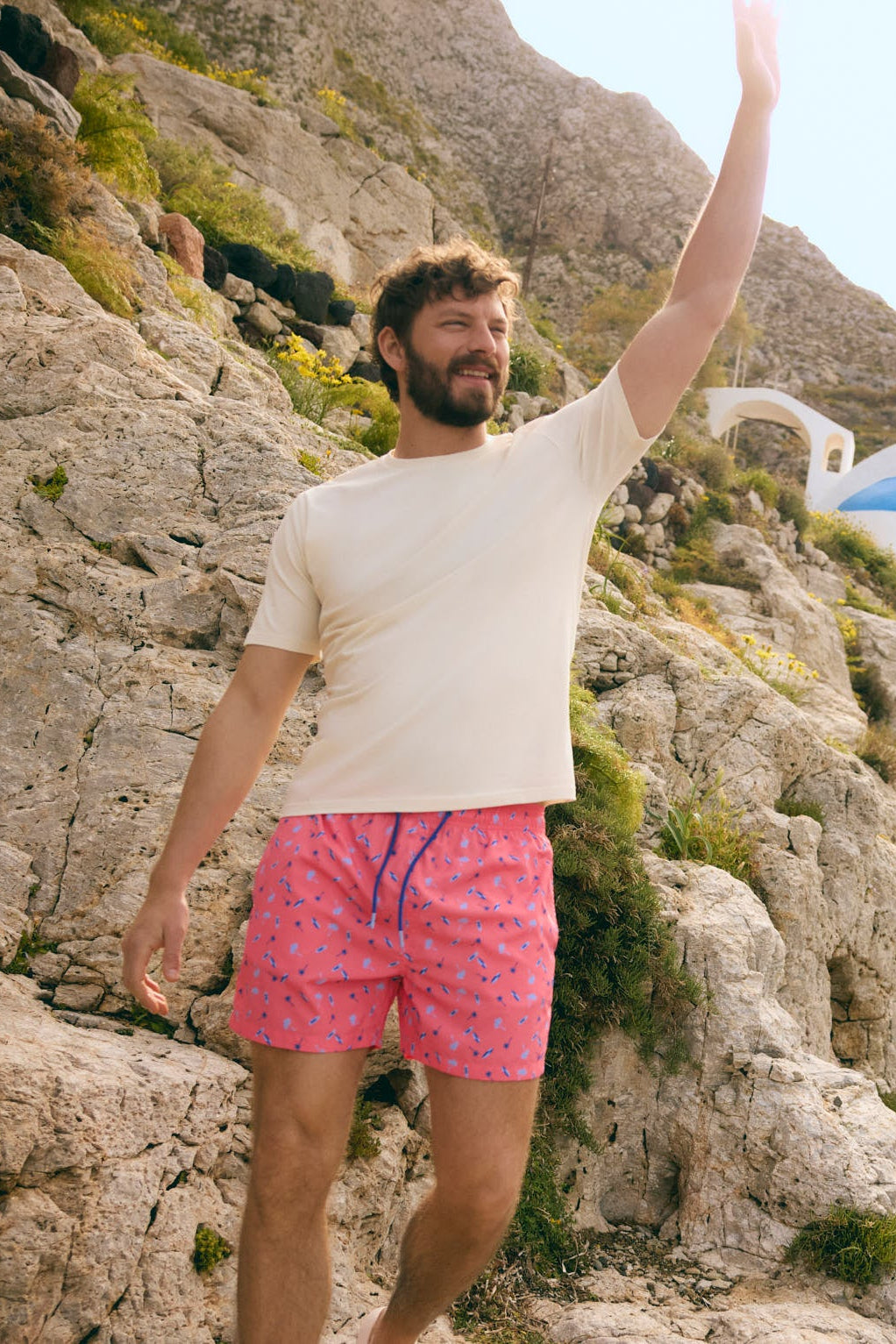 Maillot de bain une pièce à imprimé palmiers et planches de surf