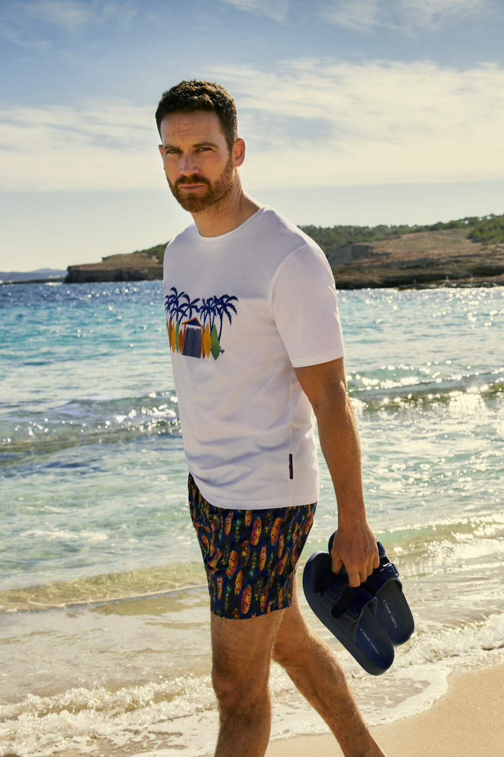 T-shirt à manches courtes imprimé planche de surf