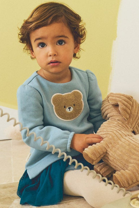 Robe bébé manches longues détail ours texturé