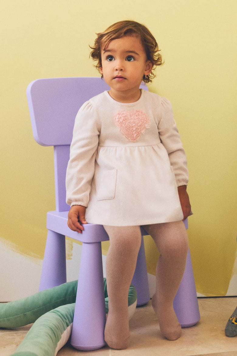 Robe bébé manches longues avec détail cœur