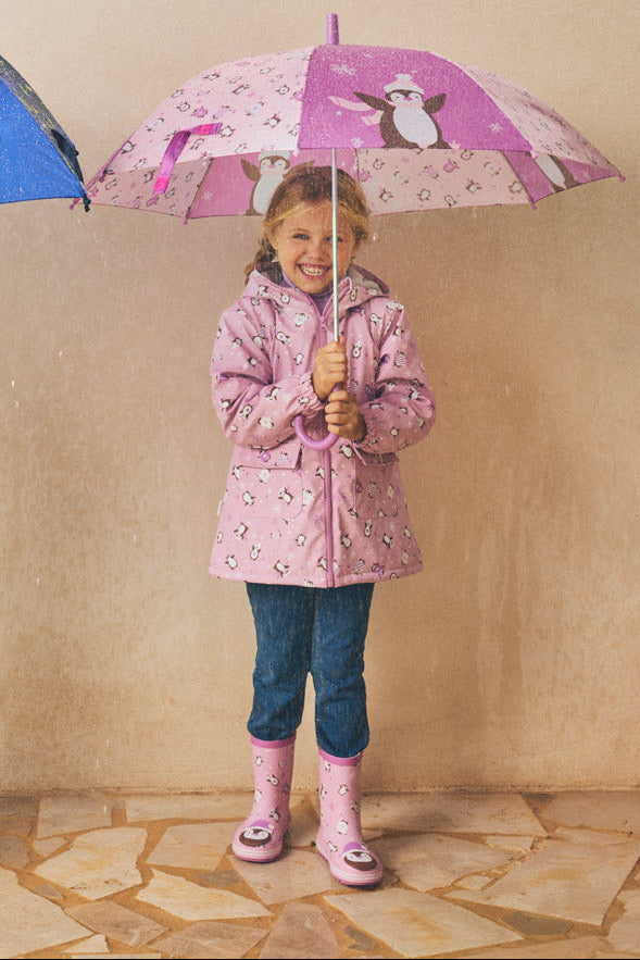 PRÉCOMMANDE Bottes de pluie fille imprimé pingouins avec doublure