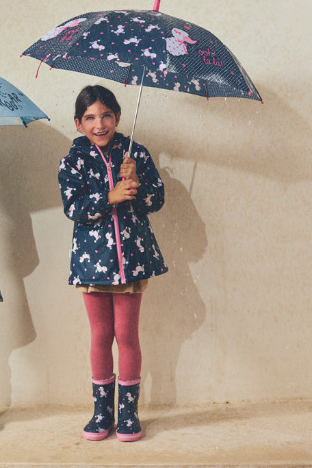 Imperméable fille imprimé caniches doublure polaire
