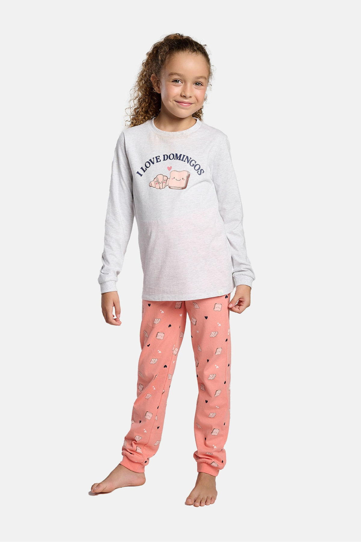 Pyjama long fille coton imprimé I Love Domingos