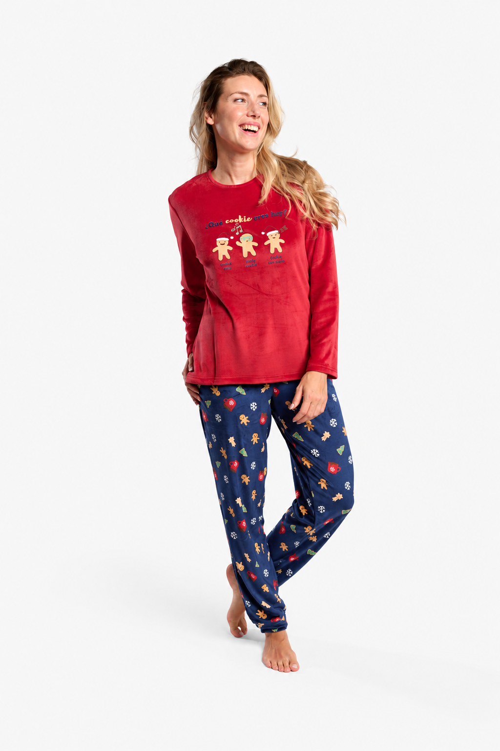 Pyjama long femme velours Noël