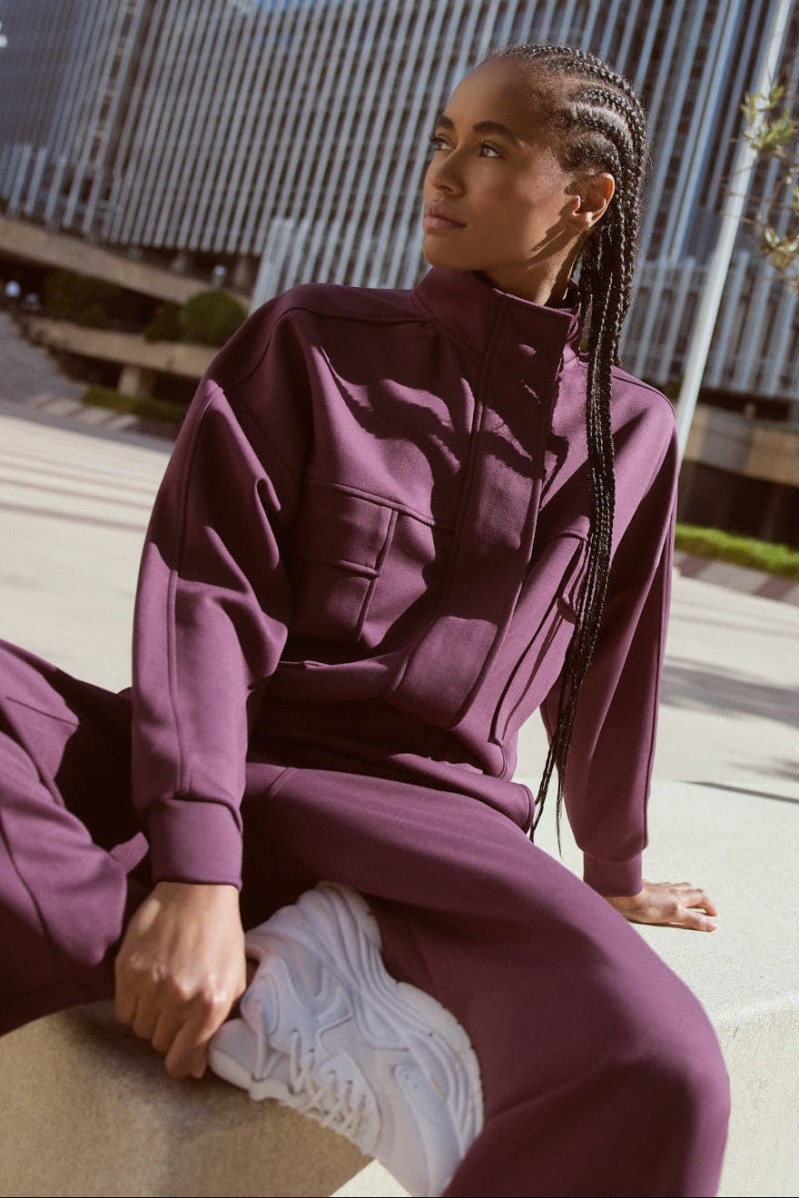 Veste bomber sport femme bordeaux avec poches