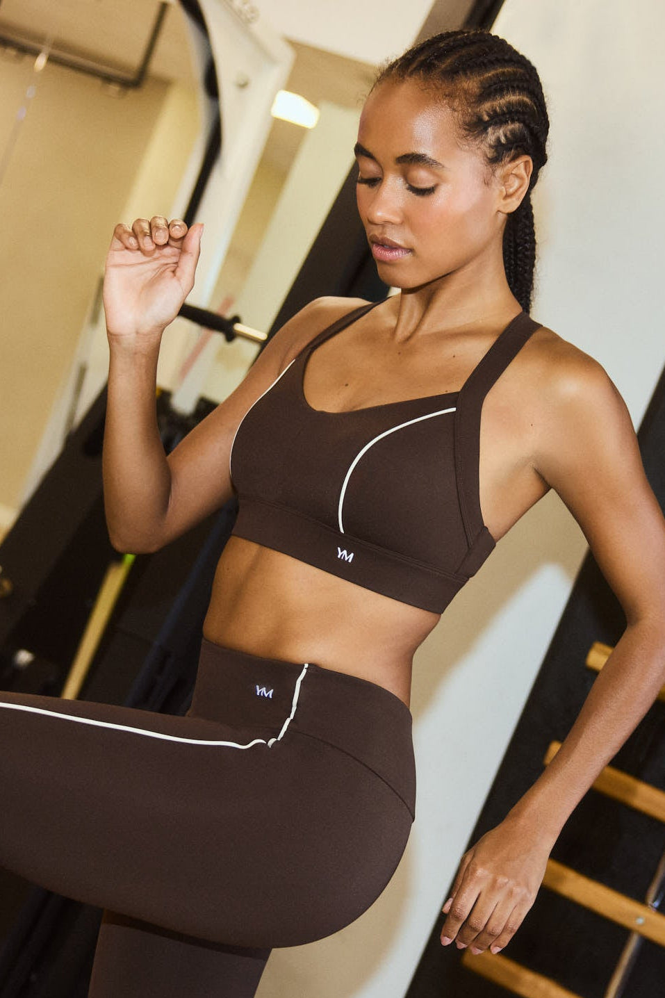 Soutien-gorge sport femme marron à larges bretelles