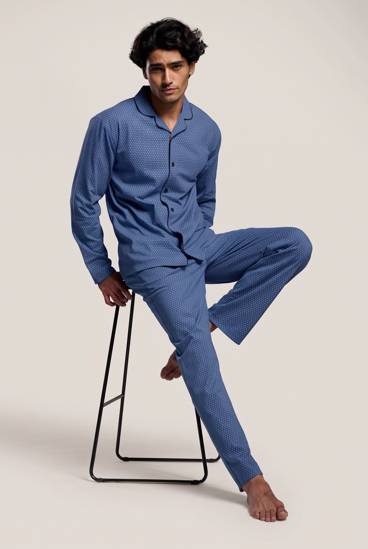 Pyjama chemise long homme coton imprimé