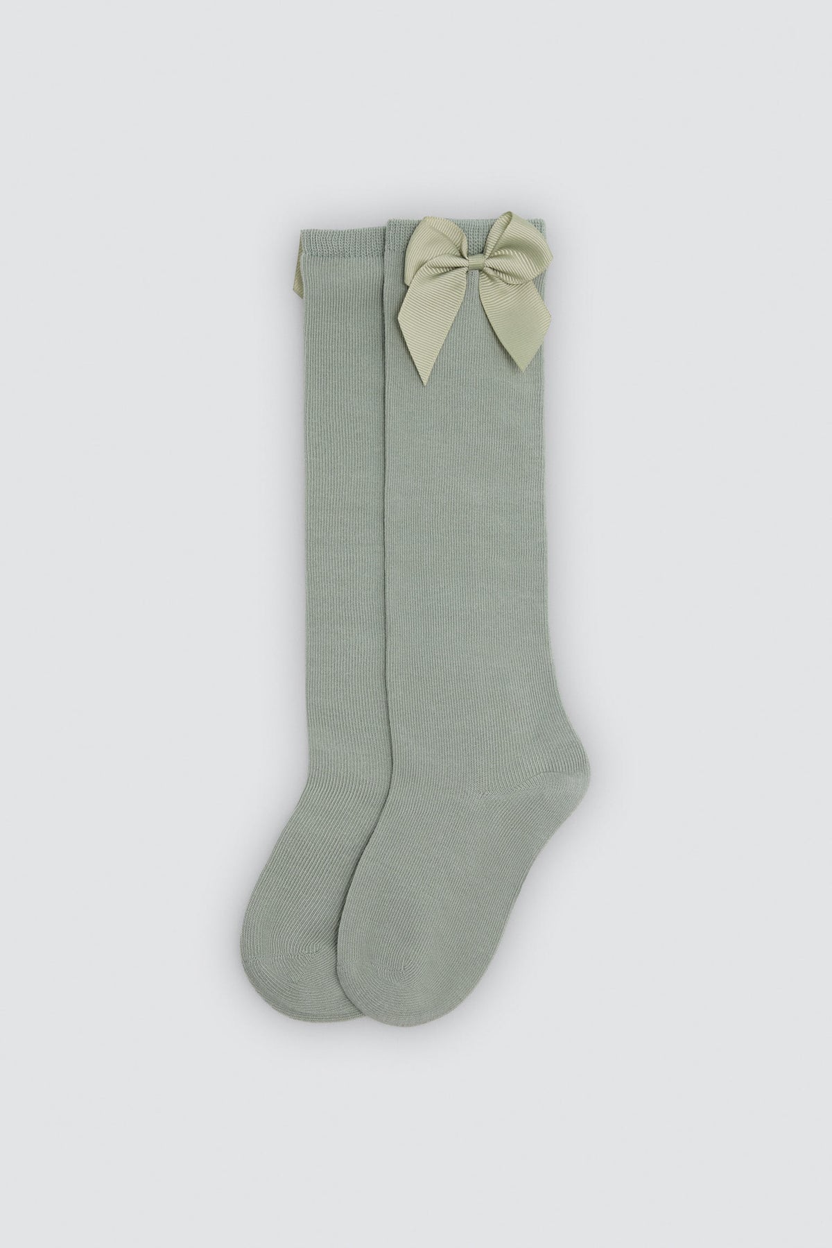 Chaussettes hautes enfant vertes détail nœud