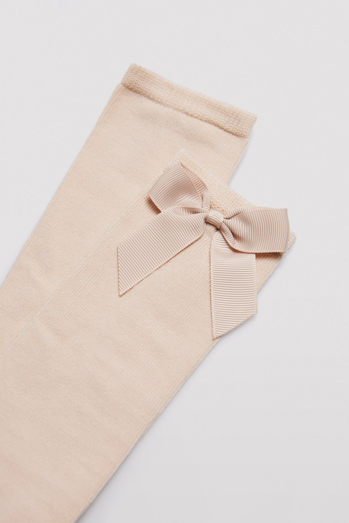 Chaussettes hautes enfant ivoire détail nœud