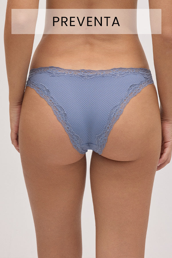 PRÉVENTE Culotte brésilienne en dentelle bleue