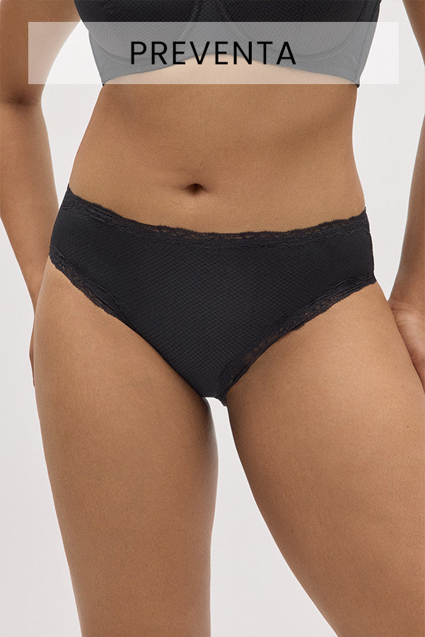 PRÉVENTE Culotte midi en dentelle noire