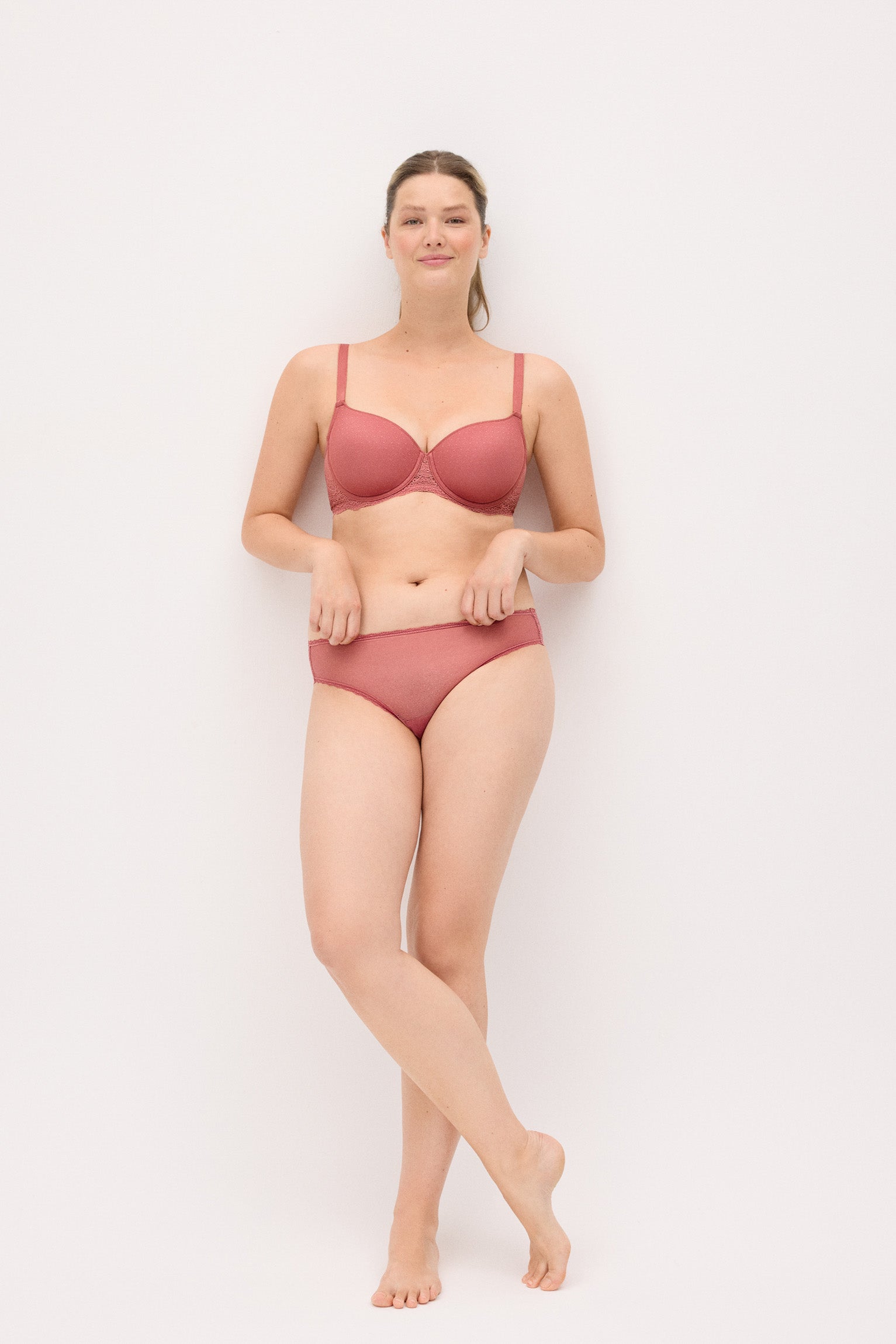 Culotte midi rose plumeti