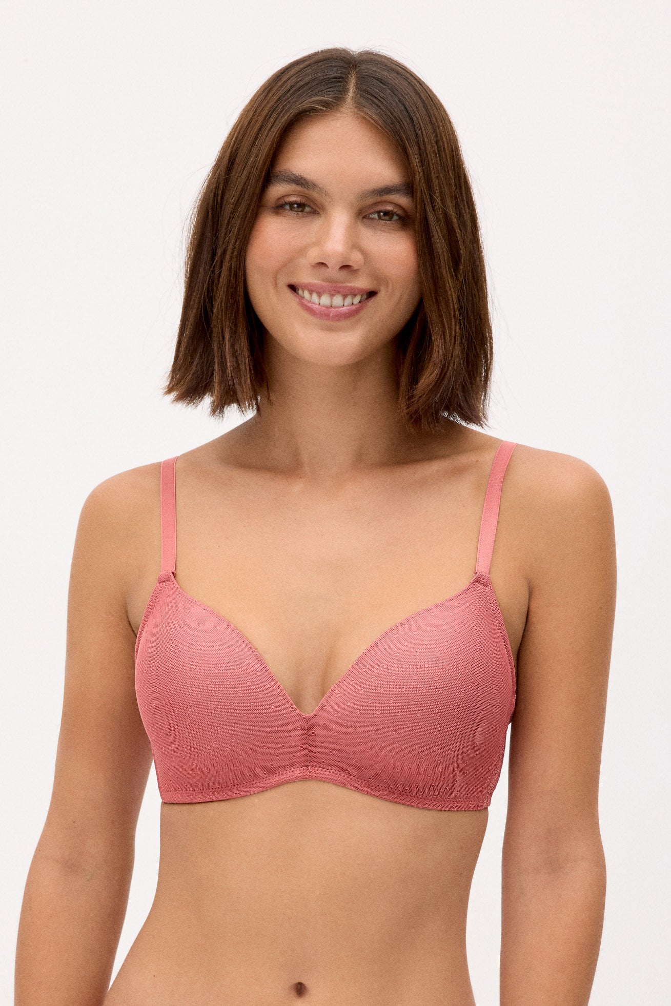 Soutien-gorge sans armatures avec rembourrage rose plumeti