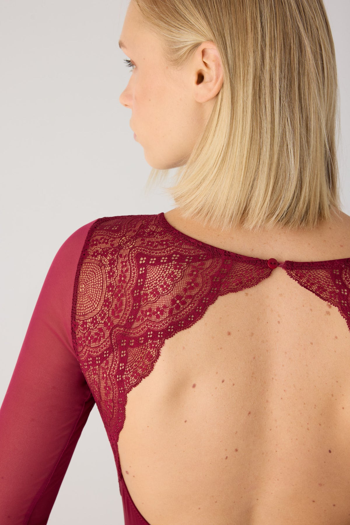 Body bordeaux manches longues dos ouvert | Paula Echevarria Limited Edition