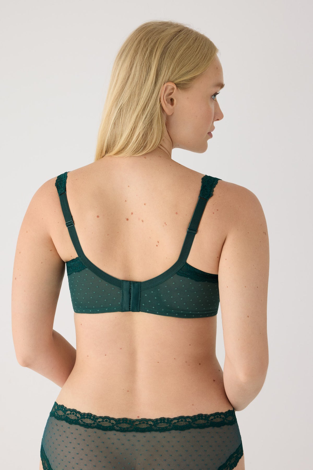 Soutien-gorge emboîtant vert bouteille en dentelle à armatures rembourré | Paula Echevarria