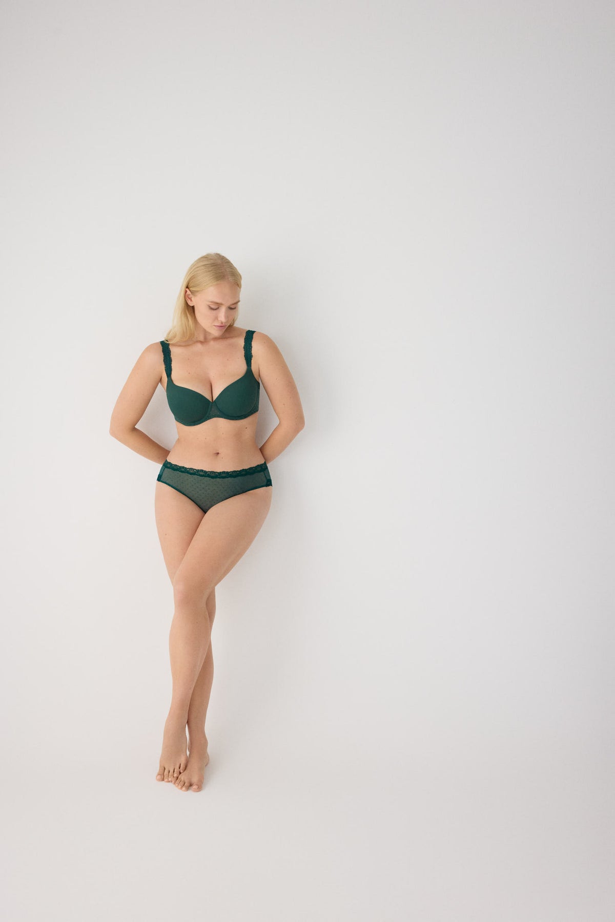 Culotte midi plumetis vert bouteille