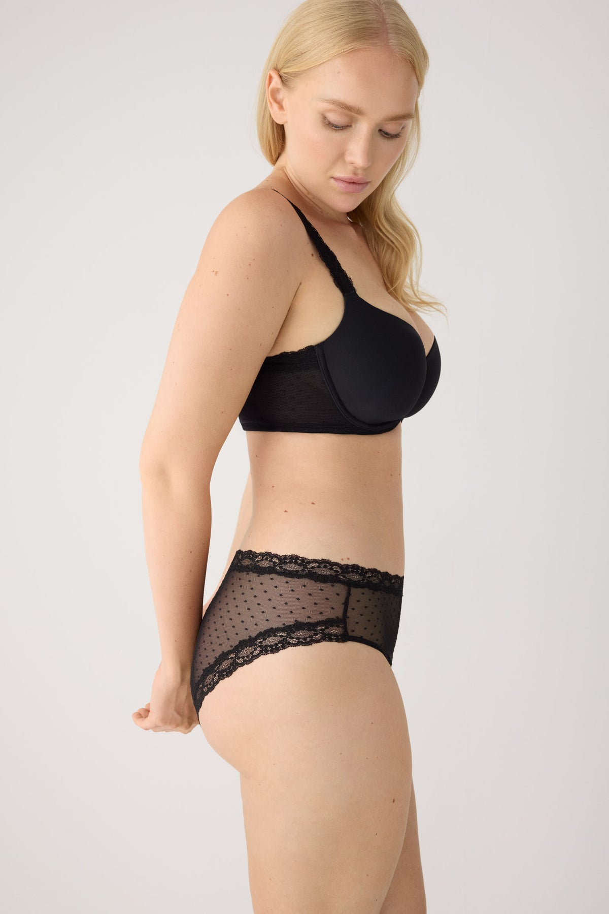 Culotte midi plumetis noir