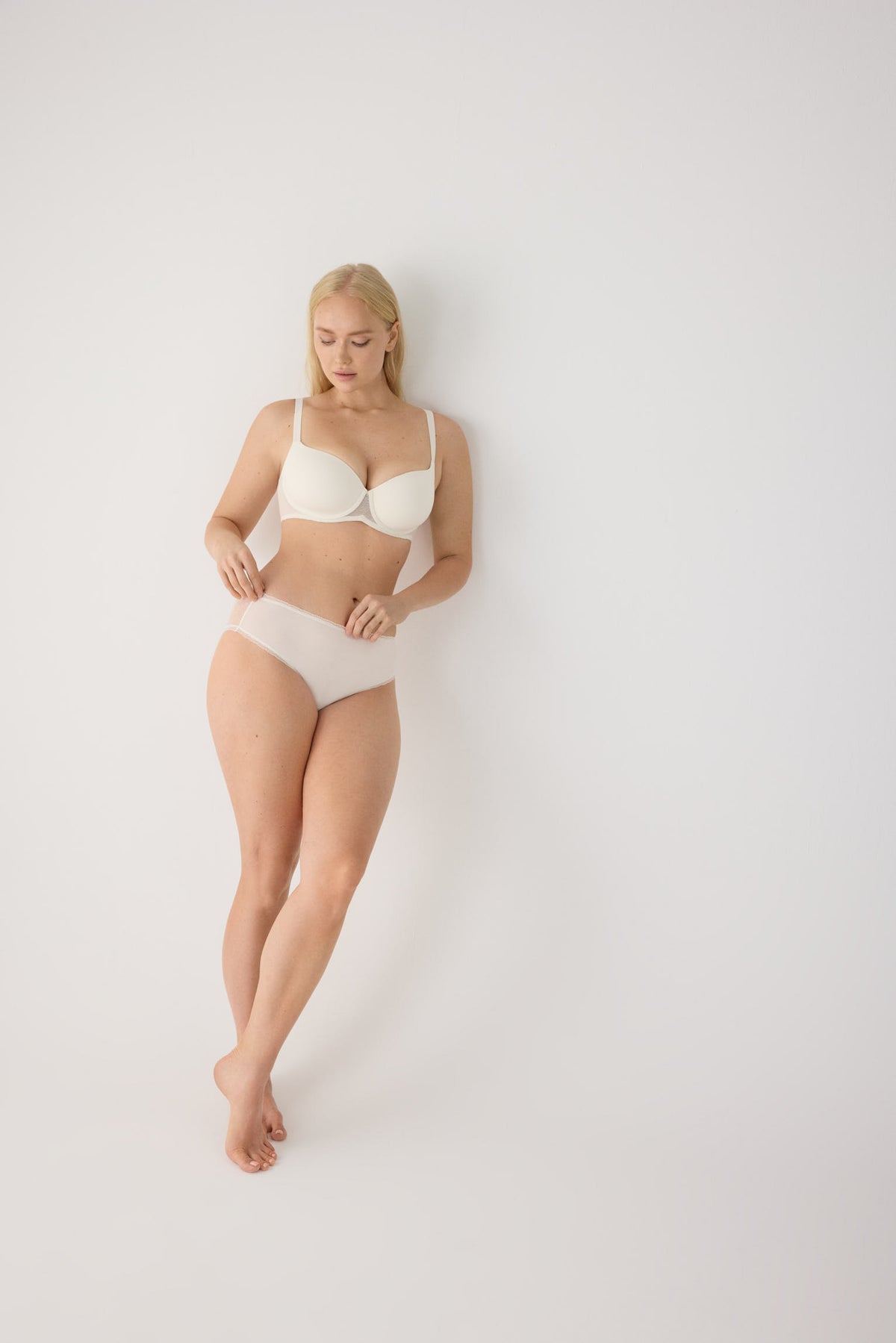 Culotte midi lingerie transparente ivoire