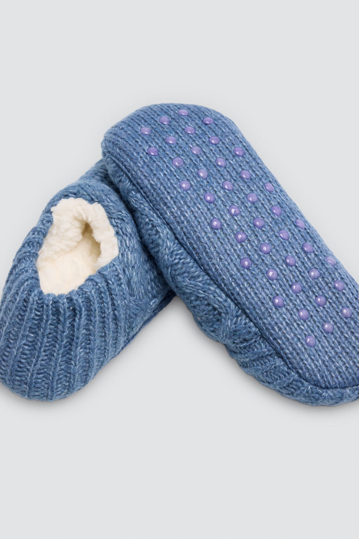 Chaussons-chaussettes femme antidérapants bleu