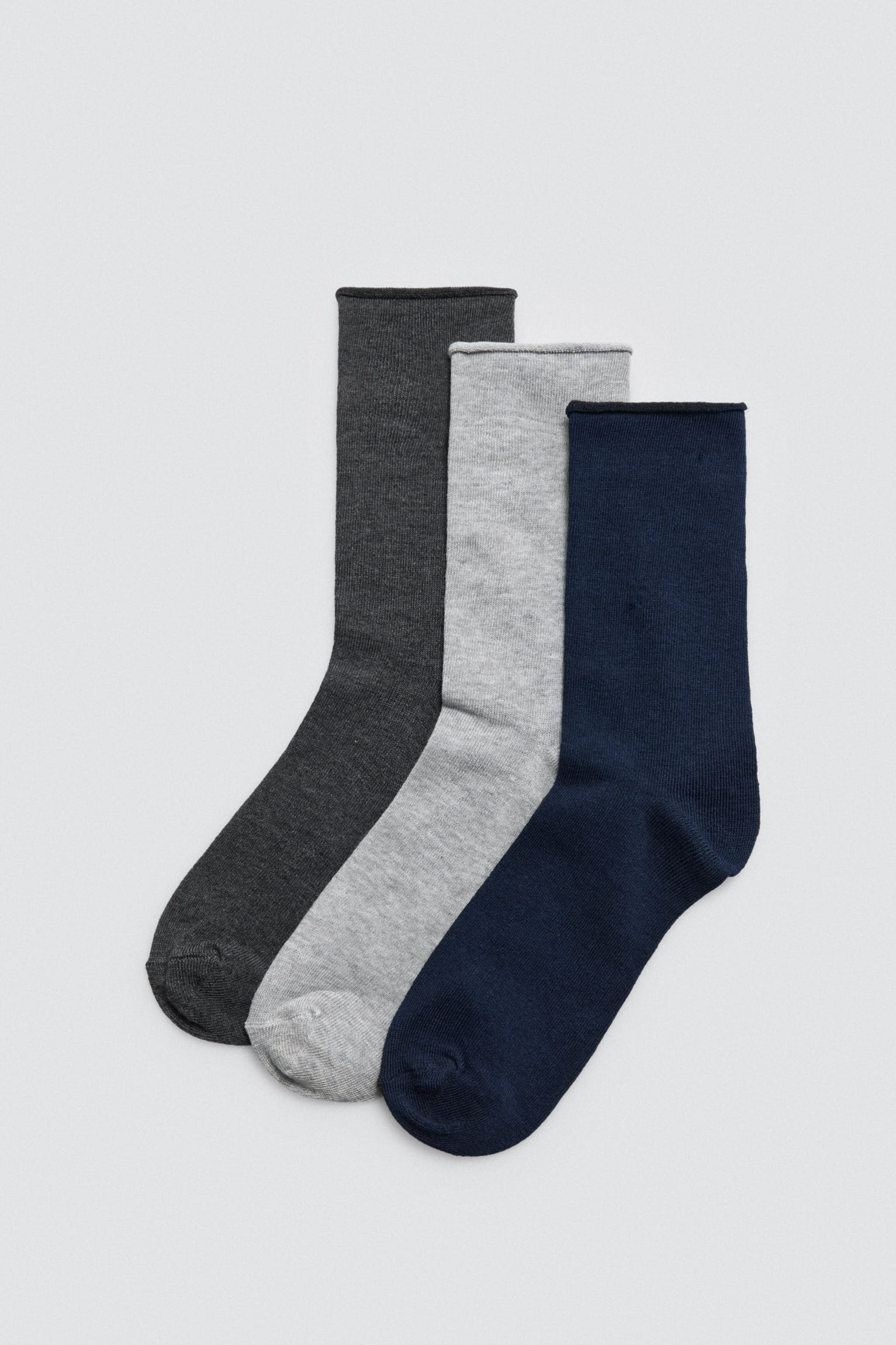 Lot de 3 chaussettes chaudes en bambou sans revers dans des tons neutres