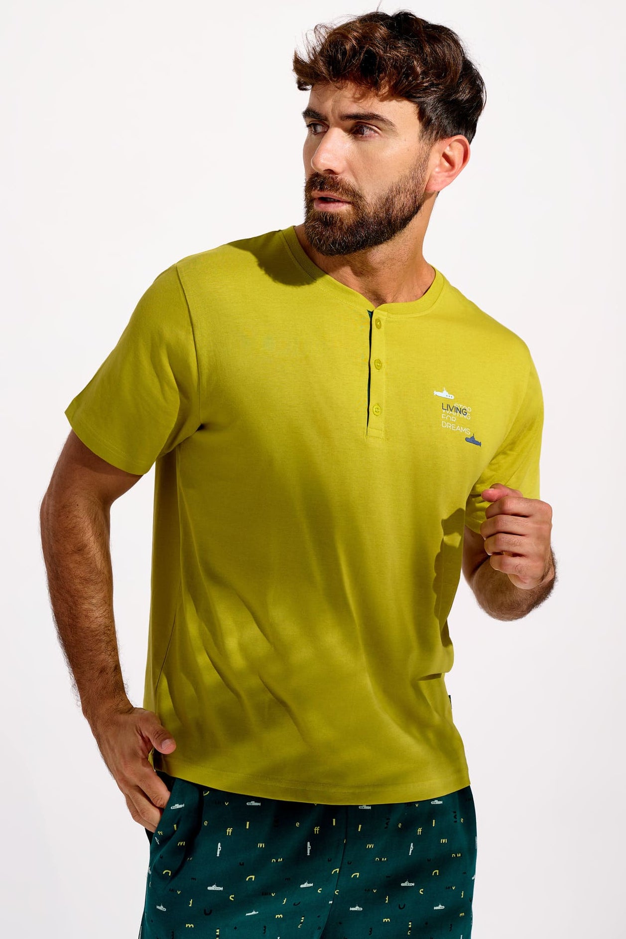 Pijama hombre corto algodón Living | MUYDEMI - Ysabel Mora