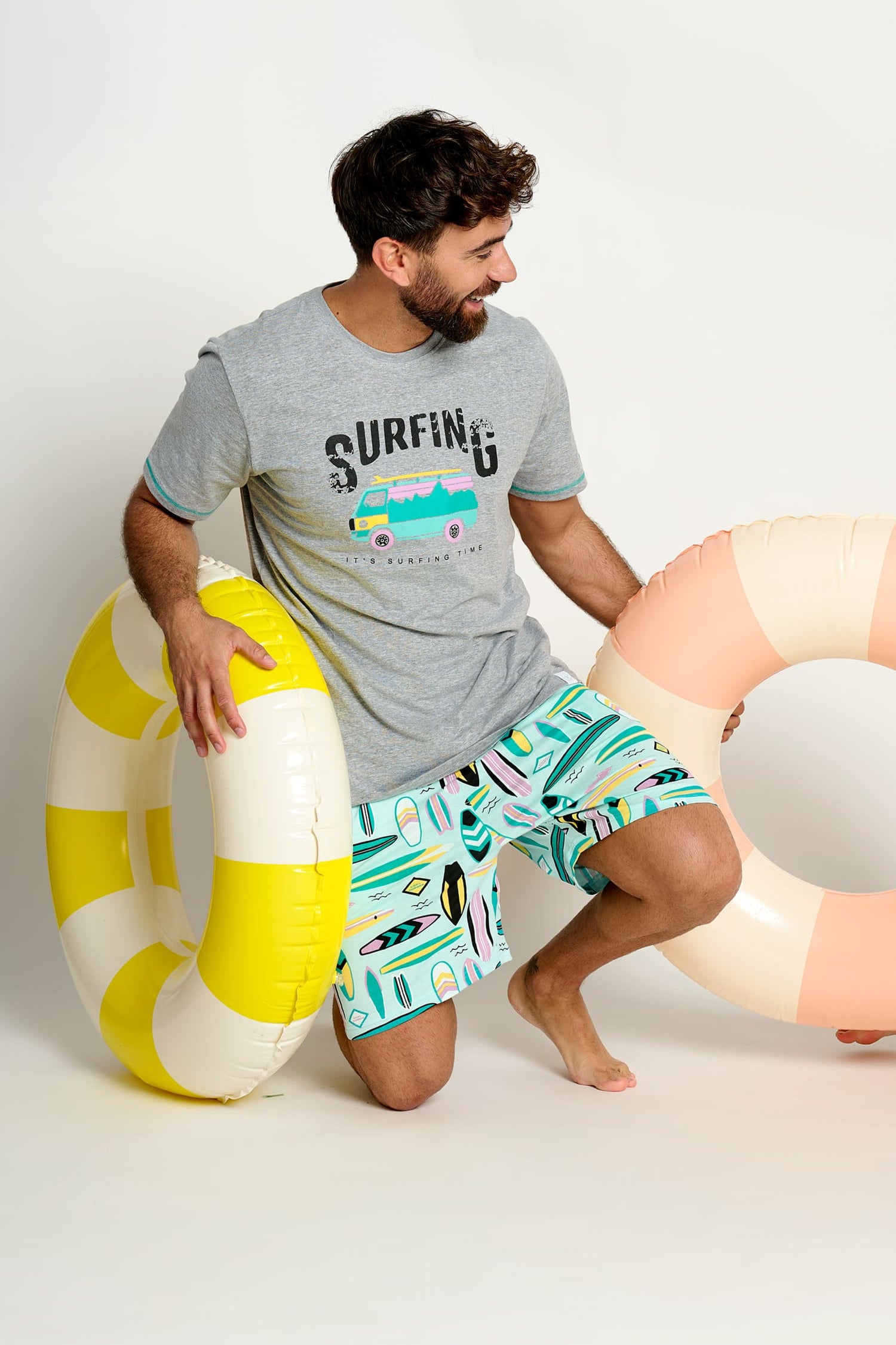 Pijama hombre corto algodón Surfer | MUYDEMI - Ysabel Mora