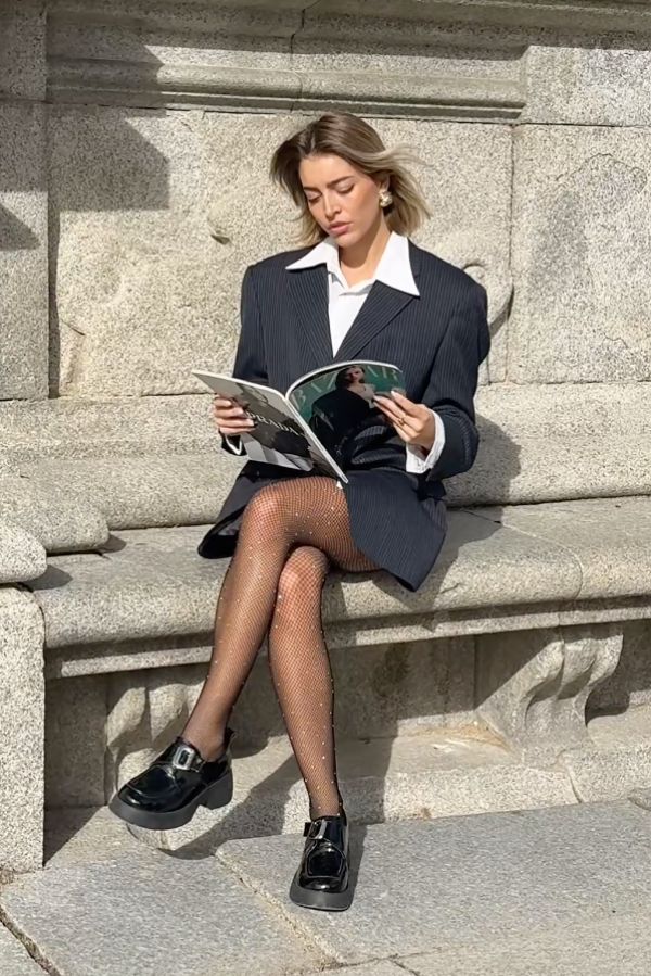 Look avec collants résille et paillettes @teresamora6