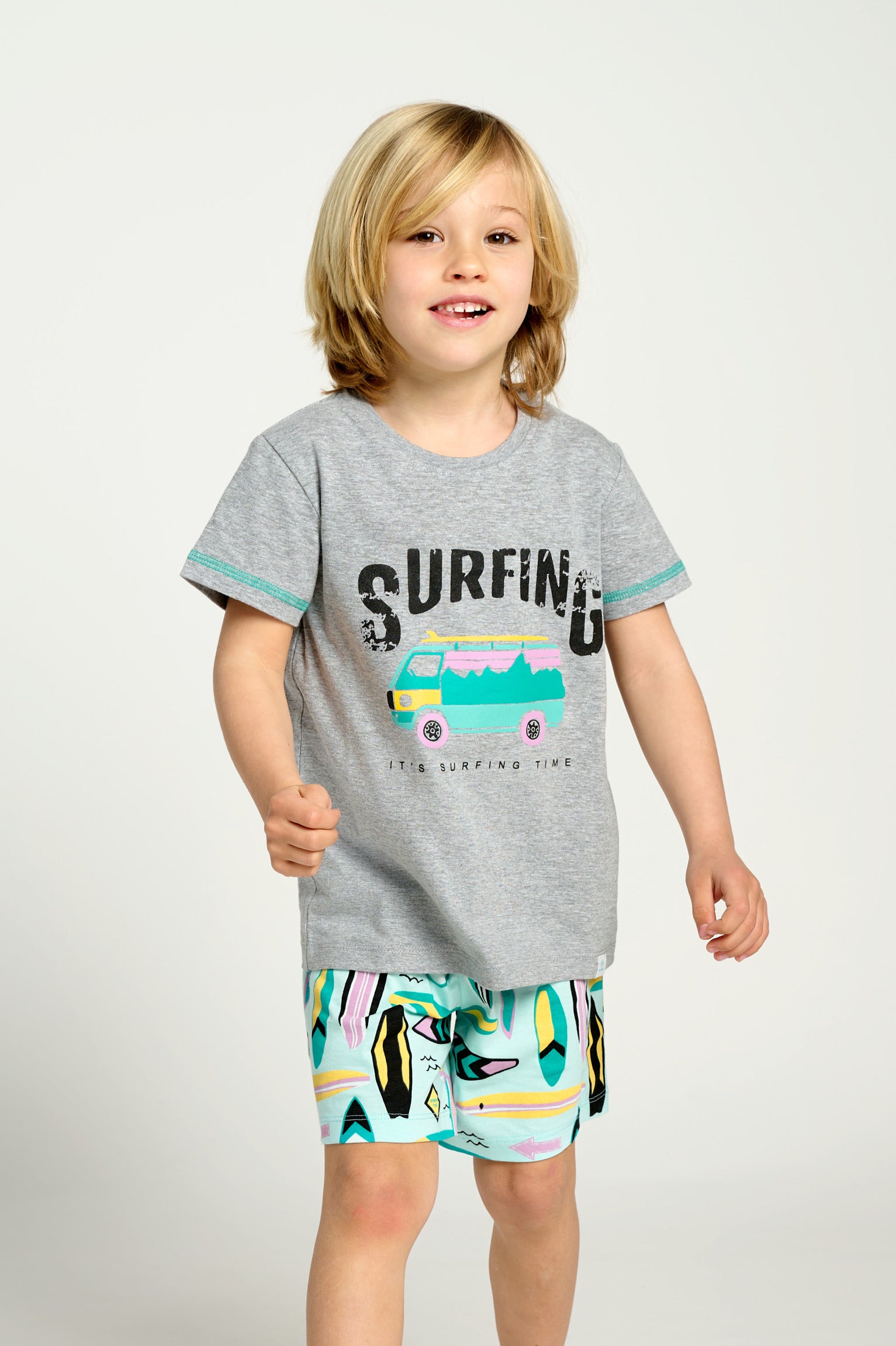 Pyjama court en coton style surfeur pour enfants | MUYDEMI