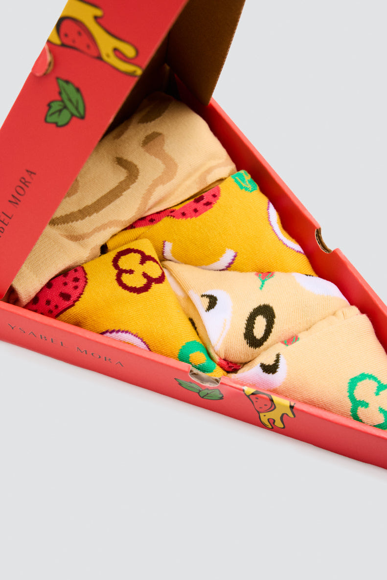 Coffret cadeau chaussettes pizza