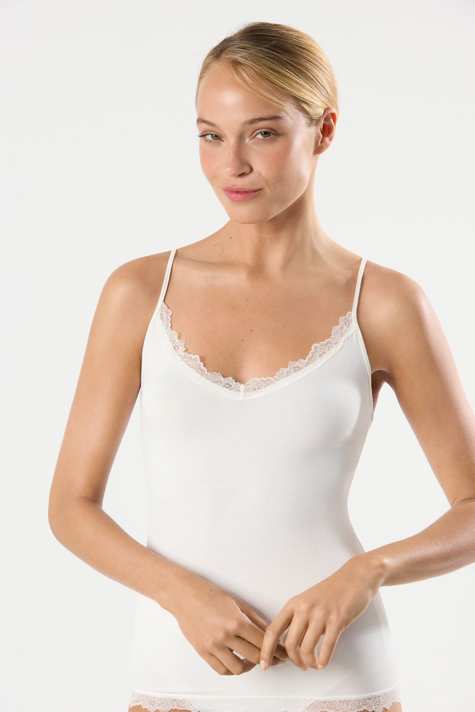 Maillot de corps à bretelles en bambou ivoire