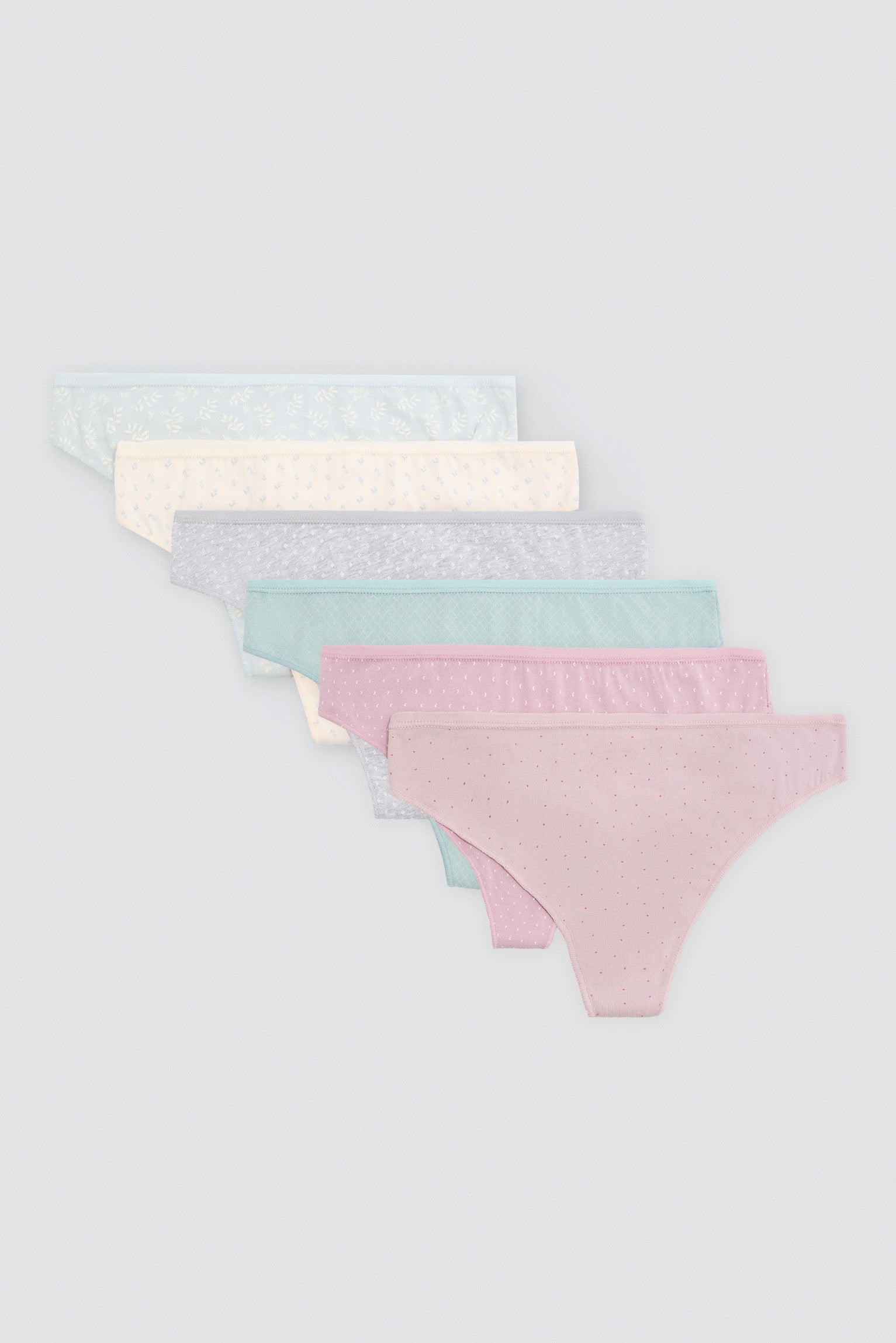 Pack de 6 strings imprimés en coton