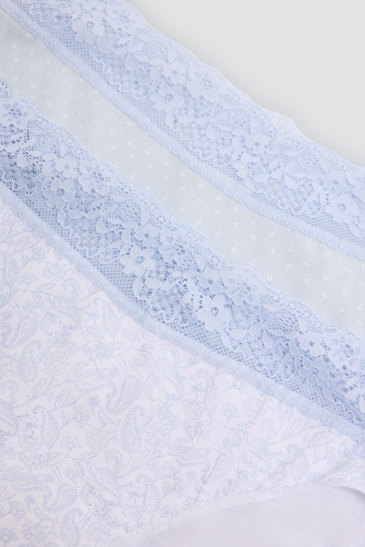 Pack de 2 culottes mini imprimées en coton à bordure dentelle, bleu